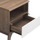 Modway - Envision Table de chevet, Blanc noyer-Trou de gestion des câbles