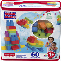 Mega Bloks - Sac de construction - mallette d'assistance-Premiers blocs à la maison Comprend 60 blocs de 10 formes et 9 couleurs vives