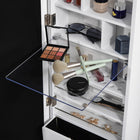 HOMCOM - Armoire à bijaux miroir - 12,5 po L x 5,3 po l x 51,2 po H - blanc-À l’intérieur, panneau acrylique pliable, les cosmétiques peuvent être placés dessus lorsque le panneau est abaissé 
