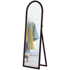 HOMCOM - Miroir corporel arqué - 21 po l x 64 po H - finition bois brun-Cadre arqué élégant à trois couches avec un design unique en grain de bois brun 
