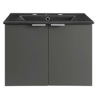 Modway - Maybelle 24" Vanité de salle de bain murale - Gris Noir-Vanité de salle de bain moderne