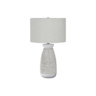 Monarch Specialties - Luminaire - 27 po H Lampe De Table - Céramique Gris - Abat-Jour Gris - Contemporain-En combinant un blanc lisse avec une finition grise texturée sur la base en forme de vase de cette lampe de table en céramique de 27 pouces de haut, surmontée d'un abat-jour tambour en lin beige et finie par un fleuron doré, ajoute un style contemporain frais à une pièce
