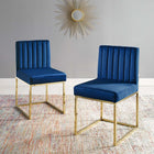 Modway - Carriage Performance Velvet Chaise à manger Ensemble de 2 - Marine d’or-Rembourrage en velours polyester Performance