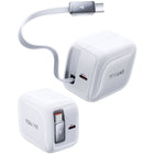 Torras - Chargeur rapide rétractable YOGA 67 W - Blanc-Design compact avec prise pliable, idéal en déplacement