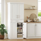 HOMCOM - Armoire de cuisine moderne avec étagères - blanc-2 grands placards avec portes et un tiroir coulissant offrent un espace de rangement généreux 