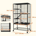PawHut - Cage à furets à 4 niveaux sur roulettes, cage pour petits animaux avec étagère - noir-Étagère inférieure pour placer des jouets ou de la nourriture pour animaux 
