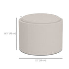 HOMCOM - Table basse ronde avec plateau, rangement et revêtement - blanc crème-Peut être utilisé comme table basse, table d’appoint, repose-pieds ou boîte de rangement 