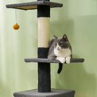 PawHut - Arbre à chat du sol au plafond 90,5 po-108 po hauteur réglable - gris foncé-Poteau supérieur, base stable et kit anti-basculement pour assurer la sécurité 