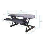 Rocelco - Rehausseur de bureau d'angle réglable assis/debout de 46 po avec tapis anti-fatigue - Noir-CADR a un trou pour passe-fil pour la gestion des câbles