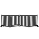 PawHut - Barrière pliante pour chien à 4 panneaux avec porte - noir-Fabriqué en MDF, barrière robuste 
