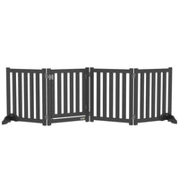 PawHut - Barrière pliante pour chien à 4 panneaux avec porte - noir-Fabriqué en MDF, barrière robuste 