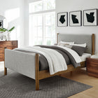 Modway - Maven Taille reine Tissu tapis Lit de plateforme, Noyer de blé-Tissu en tissage à bruyère