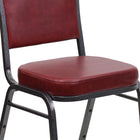 Flash Furniture – Chaise banquet empil Hercules, dos couronne, vinyle bourgogne, siège de 2,5 po, structure argentée, 4/paquet-Panneau arrière sans couture