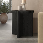Hudson&Canal - Table d'appoint carrée Laguna de 51 cm de large, finition grain noir-Plateau rectangulaire aux angles arrondis et base en croix à bords arrondis