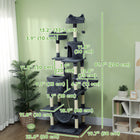 PawHut - grand arbre à chat 81 po avec poteaux à griffer, condos, lits - gris foncé-Kit anti-basculement pour assurer sécurité et durabilité 