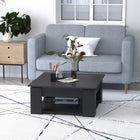 HOMCOM - Table basse moderne à 2 niveaux avec étagère - noir-Le bois aggloméré de qualité E1 offre une surface belle et facile à nettoyer
