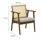 Modway - Thera Cuir et canne véganes Fauteuils d’accent - Pierre de chêne altérée - Ensemble de 2-Cadre en caoutchouc
