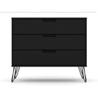 Manhattan Comfort - Rockefeller commode 3 tiroirs style milieu du siècle de 35,24 po - noir - lot de 2-Option pour accueillir un meuble TV jusqu'à 32", avec une capacité de 5 kg par étagère