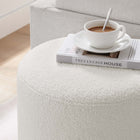 Modway - Tilden Sherpa rond 16" Rembourré Ottoman - Ivory Natural-Arrivée entièrement assemblée