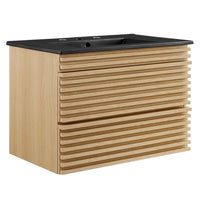 Modway - Render Fixation murale de 30" Vanette de salle de bain - Noir de chêne-Vanité moderne du milieu du siècle
