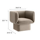 Modway - Tate Performance Velvet Chaise d’accent - Taupe-Siège fixe et coussin de dossier