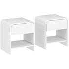 HOMCOM - Table de chevet avec tiroir et étagère ouverte - blanc - lot de 2-Livré en lot de deux, créant facilement un aspect symétrique
