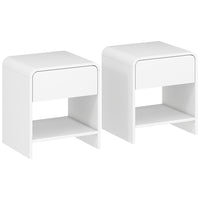 HOMCOM - Table de chevet avec tiroir et étagère ouverte - blanc - lot de 2-Livré en lot de deux, créant facilement un aspect symétrique