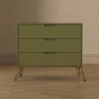 Manhattan Comfort - Commode Avira 35" style Mid-Century Modern à 3 tiroirs - Vert olive-Assemblage à domicile requis Tout le matériel inclus