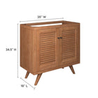 Modway - Birdie 36" Bois de teck Armoire de toilette de salle de bain (lavabo non inclus) - Naturel-Deux portes à lattes