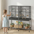 PawHut - Cage pour oiseaux 56 po H, cage à perroquet roulante avec support roulant amovible-Séparez ou combinez l’intérieur de la cage selon différents besoins 
