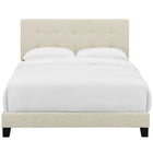 Modway - Amira Tissu rembourré Lit King, Beige-Cadre en bois / lattes LVL / Tête de lit en MDF