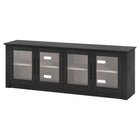 Hudson&Canal - Meuble TV Thornwell pour téléviseurs jusqu'à 78 pouces avec portes vitrées - Grain noir/Aulne blanc-Le dessus a une capacité de poids de 75 lb, les étagères du milieu peuvent supporter 25 lb, les étagères inférieures supportent 50 lb