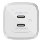 Belkin - Chargeur mural BoostCharge Pro 65 W à deux ports USB-C GaN-CHIPSET GAN INTÉGRÉ : Ce chargeur pour Samsung et iPhone est certifié USB-C PD 3.0 avec technologie GaN intégrée, ce qui signifie qu'il peut fournir une charge efficace à haute puissance à votre appareil compatible tout en réduisant l'émission de chaleur - le tout dans une conception compacte