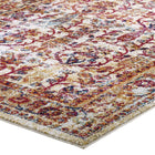 Modway - Entourage Jessa Treillis floraux vintage vieillis Tapis de 5 pi l x 8 pi L - Ivoire Bleu Orange Jaune Rouge-Haute densité / Tissé à la machine