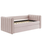 Modway - Veyla Chenal Touffé Performance Velvet Lit de jour jumelle avec Trundle, Rose-Velours de performance résistant aux taches