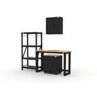 Cat - Ensemble d’armoires de garage (PAA) incluant 1 armoire murale, 1 armoire de base, un établi de 48 po et une tablette-Rangement verrouillable sécurisé : Système de verrouillage intégré à 3 points avec clé pour protéger et organiser outils et fournitures.