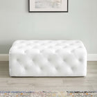 Modway - Amour Entrée à boutons touffés de 48" Imitation cuir Banc - Blanc-Capacité de poids du développé couché : 500 lbs