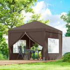 Outsunny - Tente de réception d'extérieur pliante 10 pi l x 10 pi L avec sac de transport, café-Structure instantanée en une seule pièce qui s'installe en quelques secondes, il suffit de l'ouvrir
