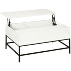 HOMCOM - Table basse relevable avec compartiment de rangement caché - blanc-Le design moderne s'adapte à tout décor et se démarque dans votre maison
