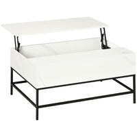HOMCOM - Table basse relevable avec compartiment de rangement caché - blanc-Le design moderne s'adapte à tout décor et se démarque dans votre maison