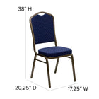Flash Furniture – Chaise banquet empilable Hercules, dossier couronne, tissu bleu marine, motifs, base dorée, 4/pqt-Conception à dossier couronne