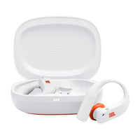 JBL - Endurance Peak 4 Écouteurs de sport sans fil avec réduction de bruit - Blanc / Orange-Réduction de Bruit Adaptative et technologie Smart Ambient