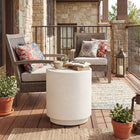 HOMCOM - Table d’appoint finition béton - blanc crème-Fabriqué à partir de poudre de minerai inorganique pour une stabilité et une résistance à l'humidité, idéal pour une utilisation intérieure et extérieure 