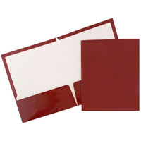 JAM Paper - Porte-documents brillant à 2 pochettes - bordeaux bordeaux - Paquet de 6-Couleur : rouge marron.