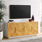 Modway - Abel 69 pouces Burl Wood Buffet de buffet TV, Burl blanc blanchi-8 étagères