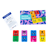 Spark & Wow - Dominos émotions - Lot de 28-7 Émotions Primaires – Ce lot de 28 dominos en bois propose 7 expressions. Chaque face illustre une émotion différente. Explorez la pleine conscience avec un jeu de dominos coloré !