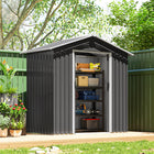 Outsunny - Remise de jardin extérieure 6,5 pi x 4 pi, gris foncé-Toit incliné pour éviter l’accumulation d’eau 
