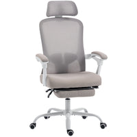 HOMCOM - Fauteuil de bureau ergonomique inclinable - gris-Le soutien lombaire dynamique (haut/bas/avant/arrière) et l’appui-tête (haut/bas/pivotant) s’ajustent pour soutenir pleinement votre cou et votre dos 