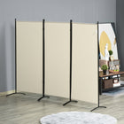 HOMCOM - Séparateur de pièce autoportant à 3 panneaux à double charnière pour bureau à domicile - beige-Cadre en métal avec revêtement en poudre pour plus de solidité 
