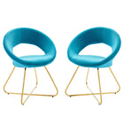 Modway - Nouvelle Performance Velvet Chaise à manger Ensemble de 2 - Bleu doré-Chaises de salle à manger rétro modernes